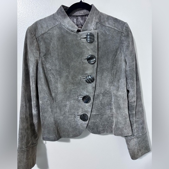 Danier Jackets & Blazers - Danier Womens Genuine Leather Grey Moto Short Jacket Medium Button